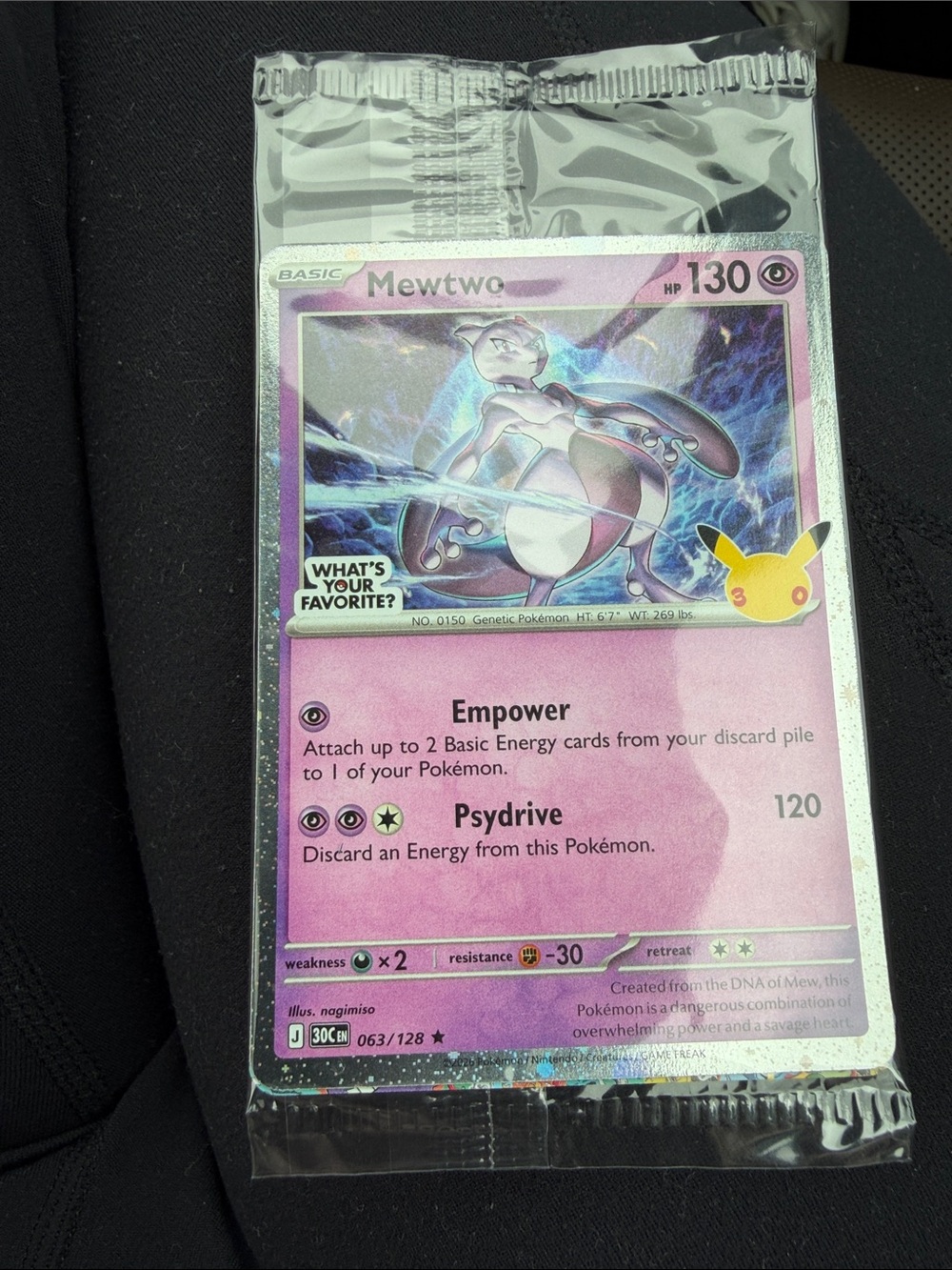 30th Anniversary Pokemon Promo Card Mewtwo Holo Trading Card TCG